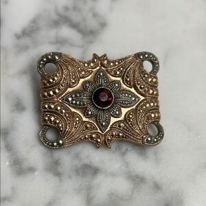 Victorian Rose Gold-tone and Silver Decorative Accent Brooch Pin